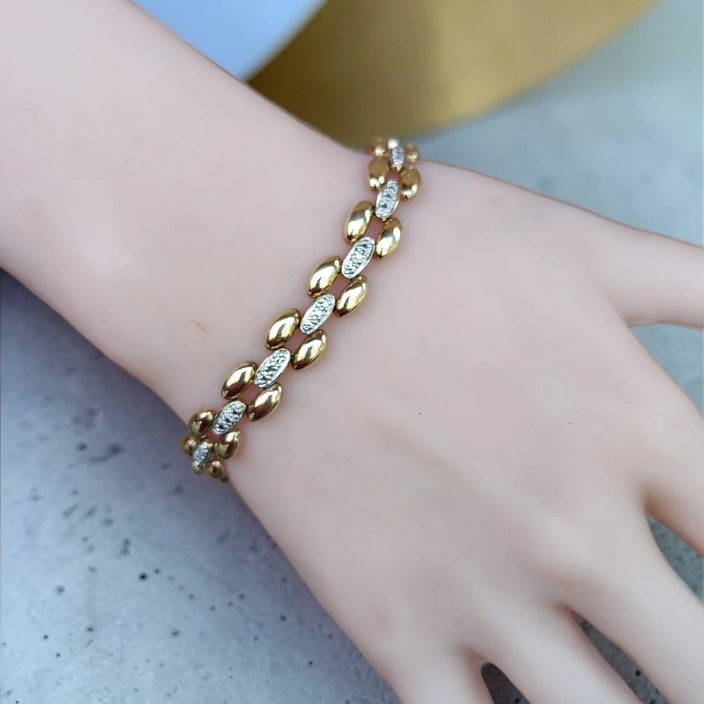Ross-Simons 14k Vermeil Sterling Silver Diamond Bracelet - Picture 1 of 8